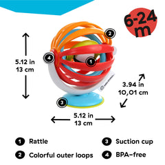 Baby Einstein, Sticky Spinner Booster & High Chair Activity Toy, Rattle, Sensory Play, Visual Stimulation, Spinning Wheel, Suction Cup Base, BPA-Free, Ages 3 Months+