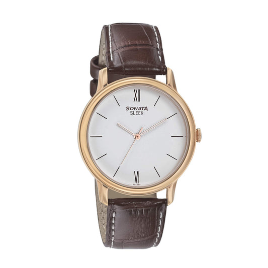 Sonata Sleek 2.0 Analog White Dial Men's Watch-NN7128WL01/NP7128WL01