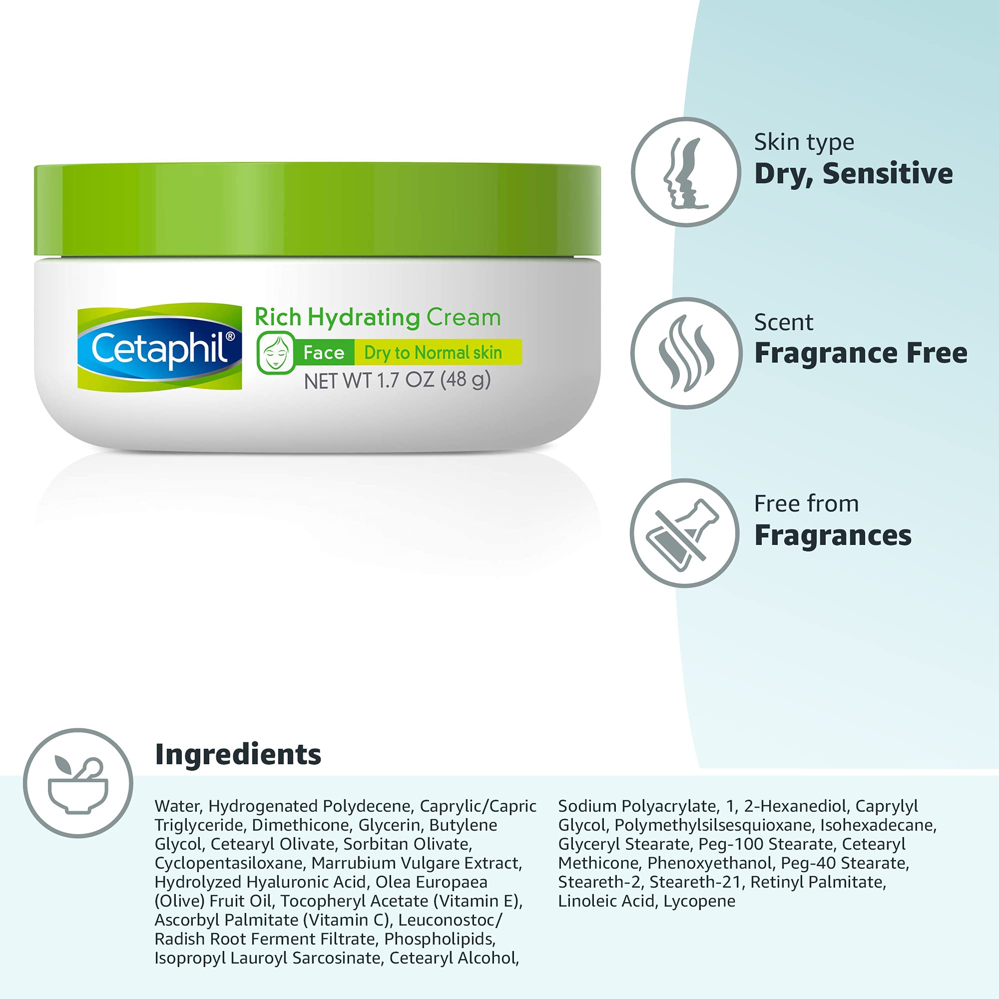 Cetaphil Rich Hydrating Night Cream, 1.7 Oz