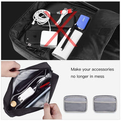 TERRIFI Universal Electronics Accessories Organizer, 2pack Portable Soft Carrying Storage Case Bag for Charger Usb Cables Memory Cards Earphone Flash Hard, Small+Big-black