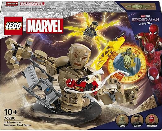 LEGO Marvel Spider-Man vs. Sandman: Final Battle, No Way Home Set, Super Hero Building Toy for Kids, Boys & Girls with Action Figure, plus Lizard and Electro Minifigures, Gift Idea 76280