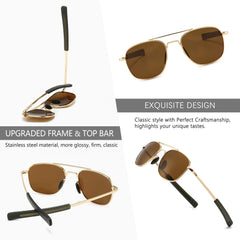 SUNGAIT Men's Military Style Polarized Pilot Aviator Sunglasses Bayonet Temples