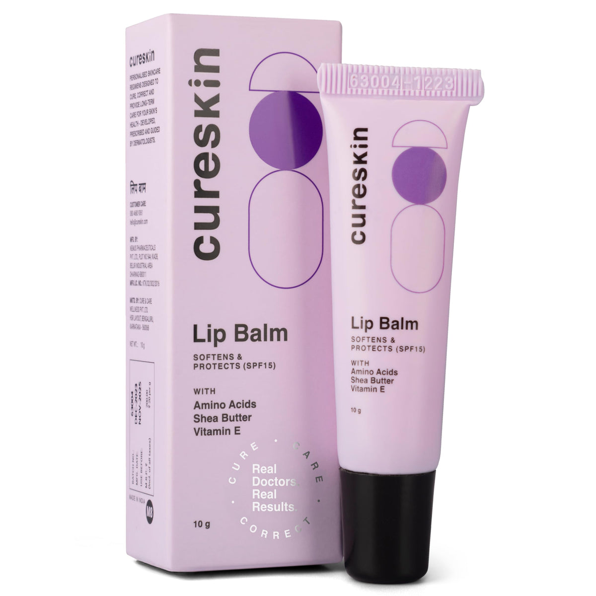 Cure Skin Lip Balm SPF 15 with Amino Acids, Shea Butter & Vitamin E | Lip Care | SPF Lip Balm for Women & Men | Lip Lightening Moisturizer for Dark Lips