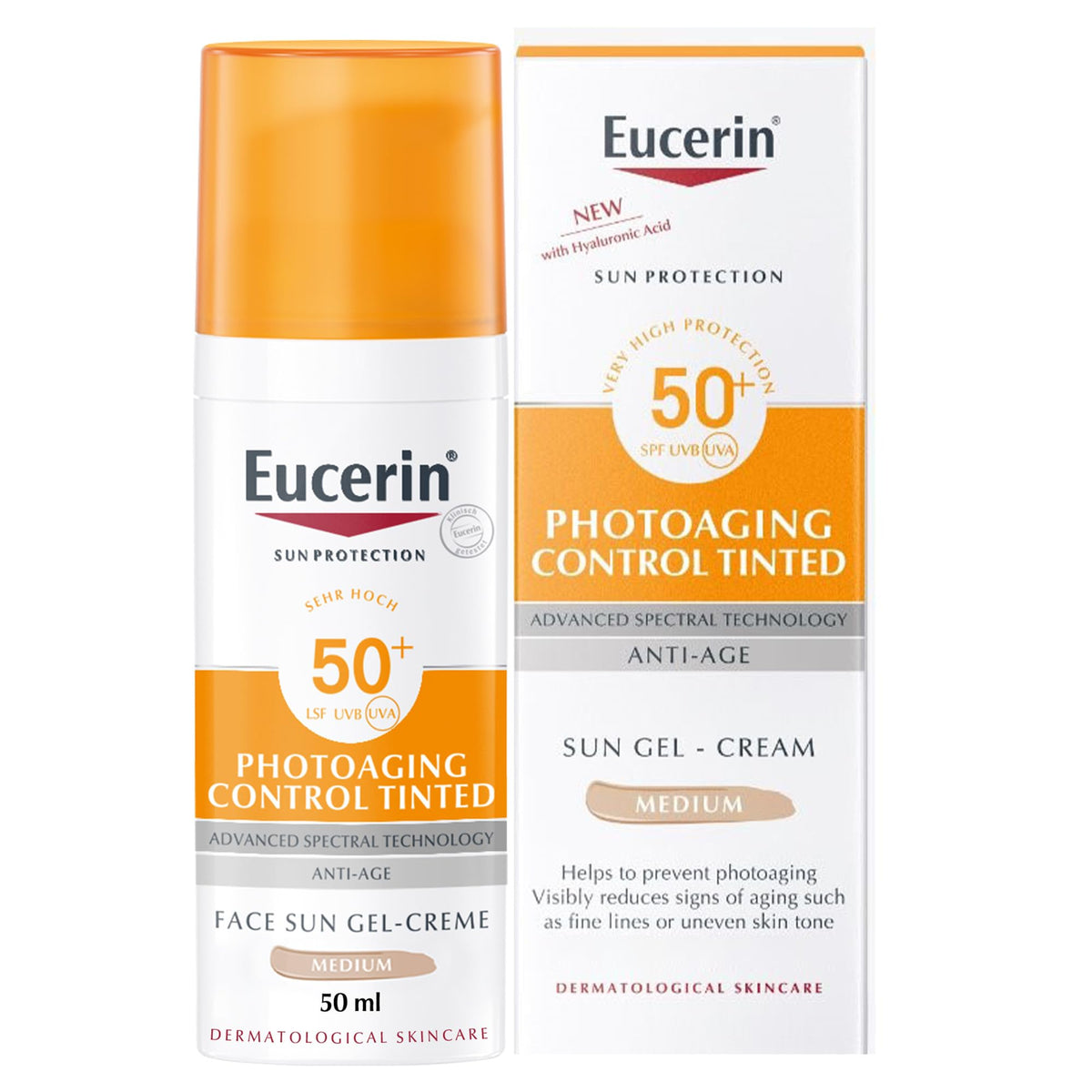 Eucerin Sun Protection Photoaging Control CC Sun Medium Tinted Cream SPF 50+ 50ml - Pack May Vary