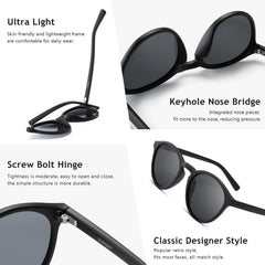 SUNGAIT Women's Classic Vintage Round Polarized Sunglasses Retro Style UV400 SGT166
