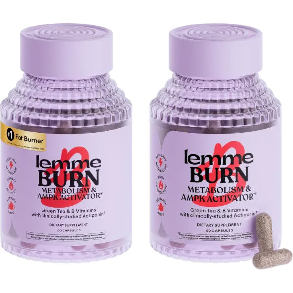 Lemme Burn Belly Fat Capsules, Clinically Studied AMPK Metabolic Activator Actiponin Jiaogulan, 50% EGCG Green Tea Extract, Vitamin B6, Methyl B12 for Men and Women - 60 Count (Pack of 2)