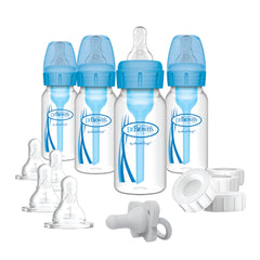 Dr. Brown's Natural Flow® Anti-Colic Kit with Natural Flow+™ Option: Narrow Breast-to-Bottle Kit with Pump, Storage, Slow Flow Nipple, Bottle Travel Caps, and 1 HappyPassi™ Silicone Pacifier