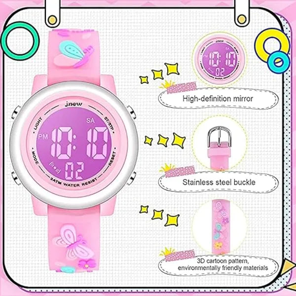 KASTWAVE Toddler Kids Digital Watches for Girls Boys, 3D Cute Cartoon 7 Color Lights Waterproof Sport Electronic Wrist Watch with Alarm Stopwatch for 3-10 Year Children