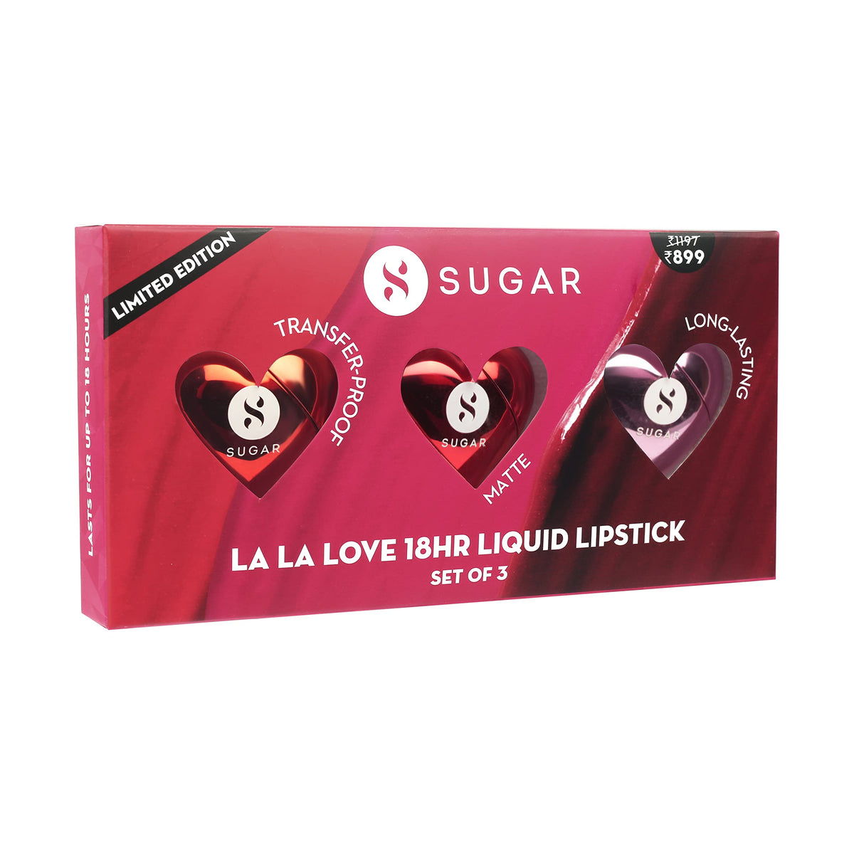SUGAR Cosmetics La La Love 18HR Liquid Lipstick Set | Transferproof, Waterproof & Matte Finish | Makeup Kit | Gift Set (Pack of 3)