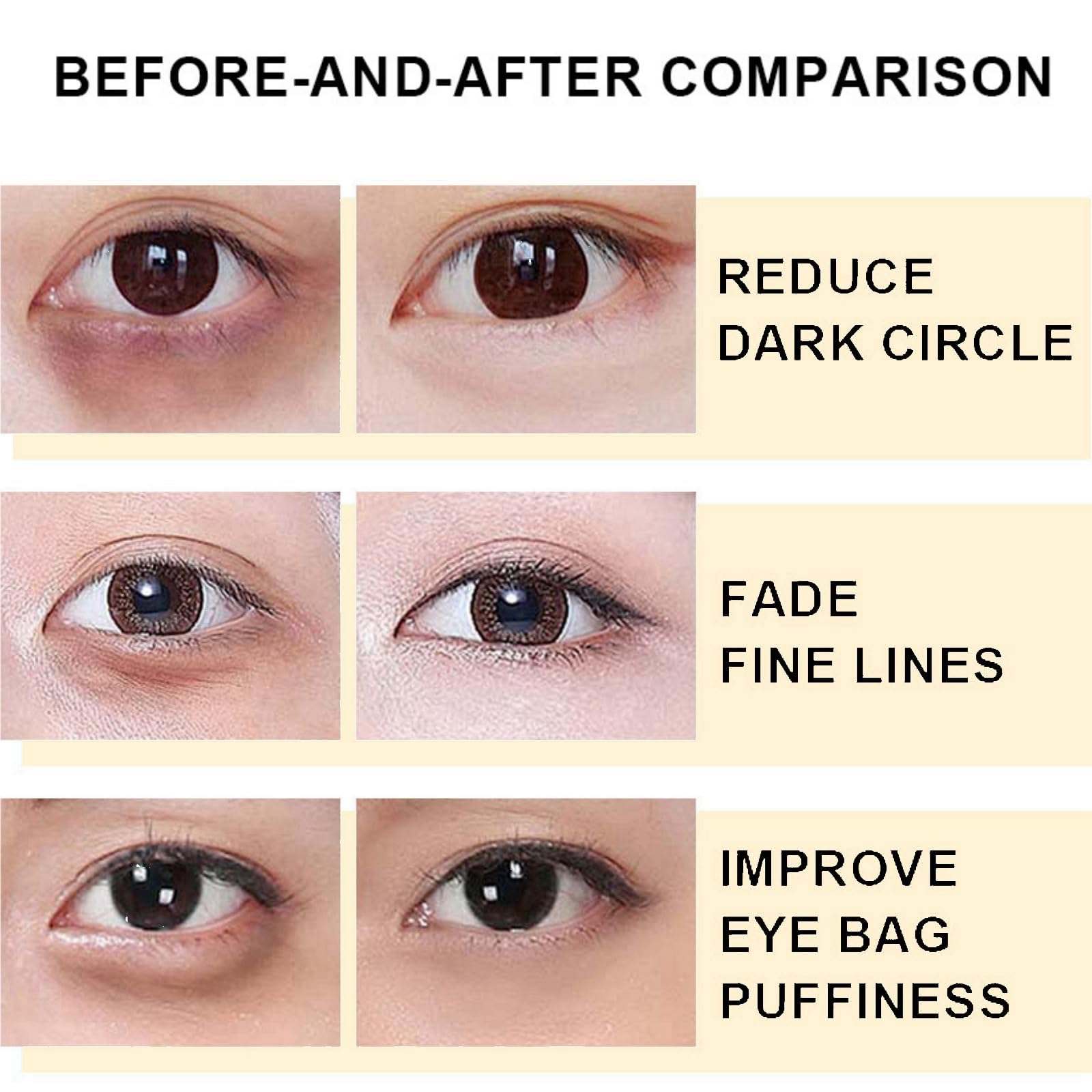 Snail Peptide Eye Serum, Mucin Eye Cream, Under Eye Roller Cream to Reduce Dark Circles Puffiness Wrinkles Fine Lines, Niacinamide Eye Essence with 360° Massage Ball, Roll-On for Moisturizing Firming