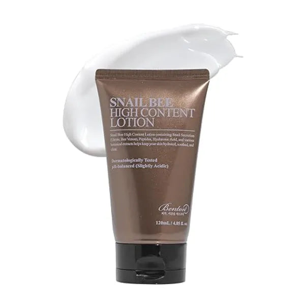 BENTON Snail Bee High Content Lotion 120ml (4.05 fl oz.) Snail Mucin Moisturizer With Bee Venom Hydrating Korean Skin Care Facial Moisturizer For Dry Skin & Combination skin