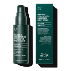 Allies of Skin Mandelic Pigmentation Corrector Night Serum | Gentle Acne Face Serum with Bakuchiol, Niacinamide & Salicylic Acid | Anti-Aging Formula to Reduce Pores and Even Skin Tone (1 oz)