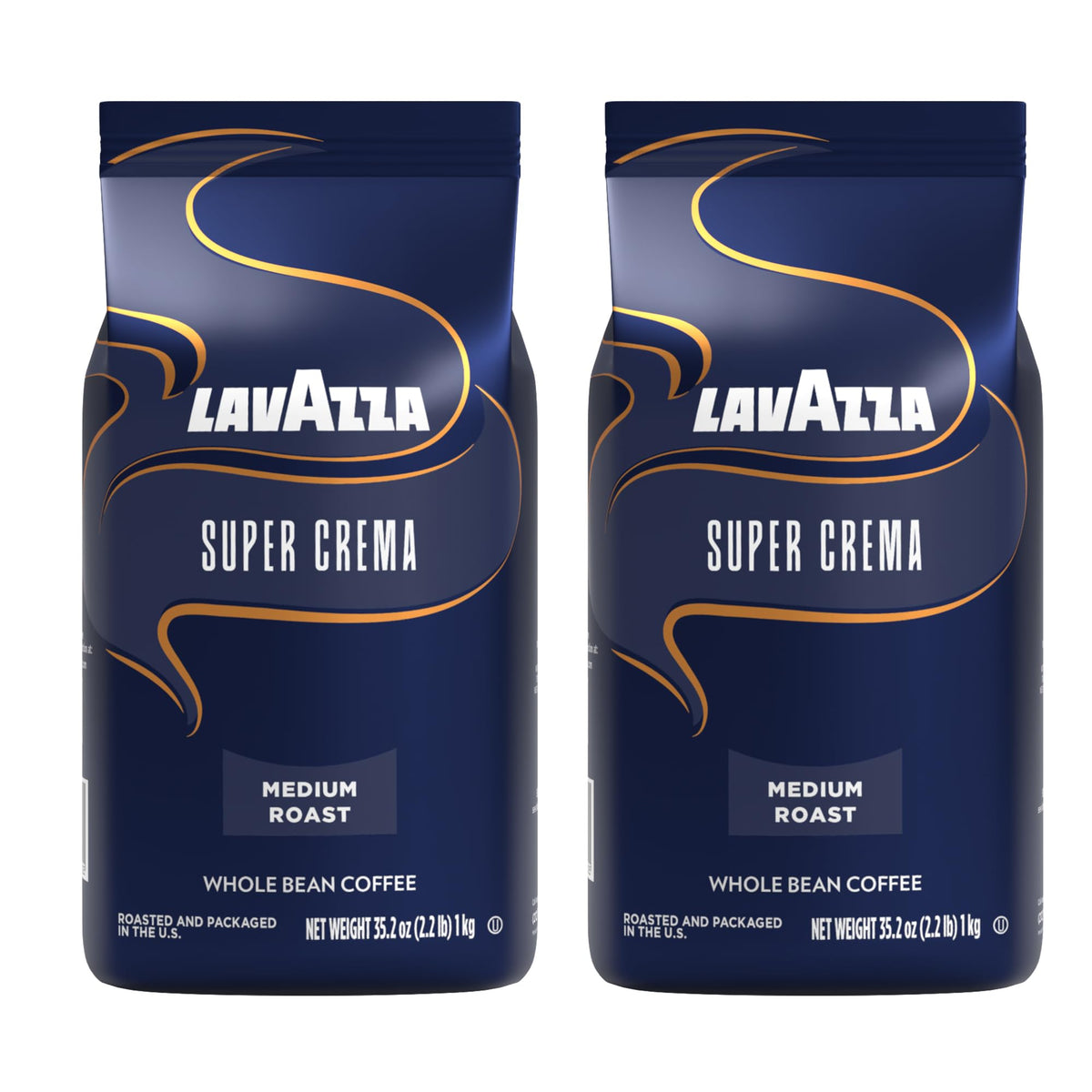 Lavazza Super Crema Whole Bean Espresso Coffee, 2.2lb - Pack Of 2
