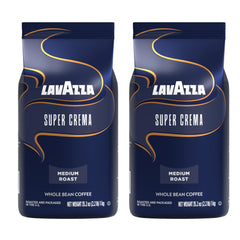 Lavazza Super Crema Whole Bean Espresso Coffee, 2.2lb - Pack Of 2