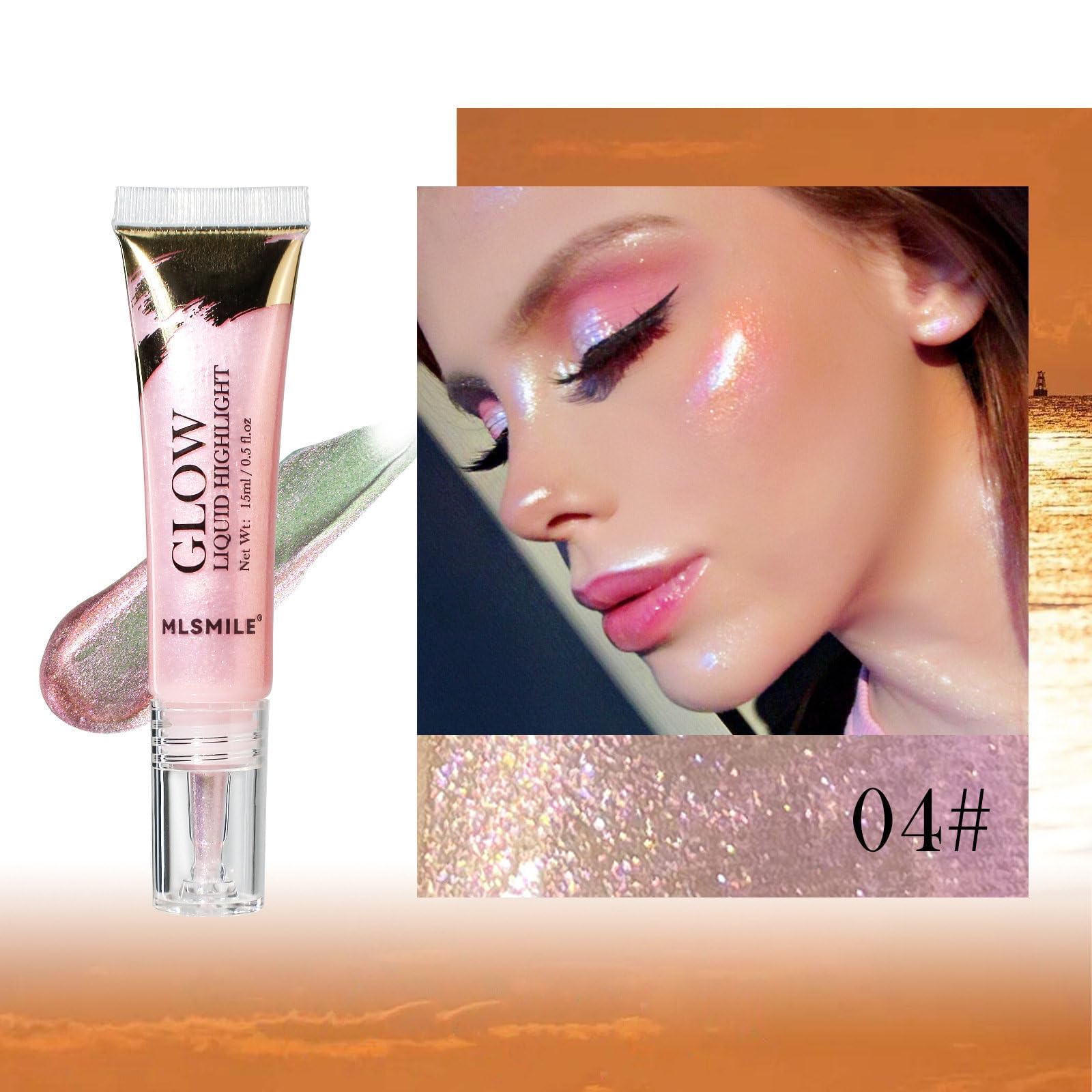 NALACAL 2Pcs Shimmer Liquid Highlighter, Chameleon Metallic Eyeshadow, Glowing Face Highlighter Makeup Multifunctional Long Lasting Moisturizing Lightweight (Pink and Champagne Gold)