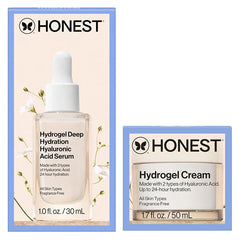 Honest Beauty Hydrogel Bundle | Moisturizing Hydrogel Cream + Deep Hydration Hyaluronic Acid Serum | Gentle for Sensitive Skin, Fragrance Free, Vegan | 1.7 fl oz, 1 fl oz