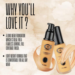 Fashion Colour Oil Free Foundation, Waterproof and 18 Hour Wear 30ml (03 Golden Beige)