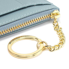 Valentoria slim rfid blocking card holder small pocket wallet keychian zipper coin purse minimalist leather cash & coin & cards case for women men, blue, s, 801, T801