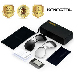 KANASTAL Polarized Sunglasses for Women and Men, Metal Frame Sun Glasses Retro Shades for Mens Driving Outdoor Military Style 100% UV400 Protection