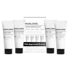 MARLOWE. Travel Essentials Kit, No. 103 Body Wash, No. 002 Body Lotion, No. 122 Facial Scrub & No. 123 Facial Moisturizer, Hydrating, Exfoliating & Nourishing Skin Care Set for All Skin Types