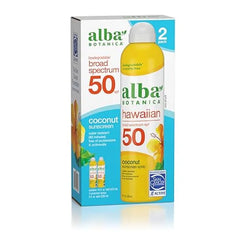 Alba Botanica Hawaiian Coconut Sunscreen, Spray Broad Spectrum SPF 50 Sunscreen, Water Resistant and Biodegradable 8 fl oz Bottle