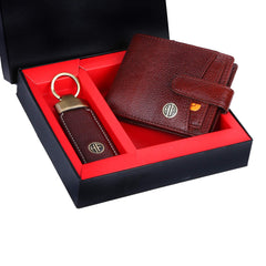Hammonds Flycatcher Leather Wallet & Keychain Combo - Premium Gift for Men, 5 Card Slots, Brown