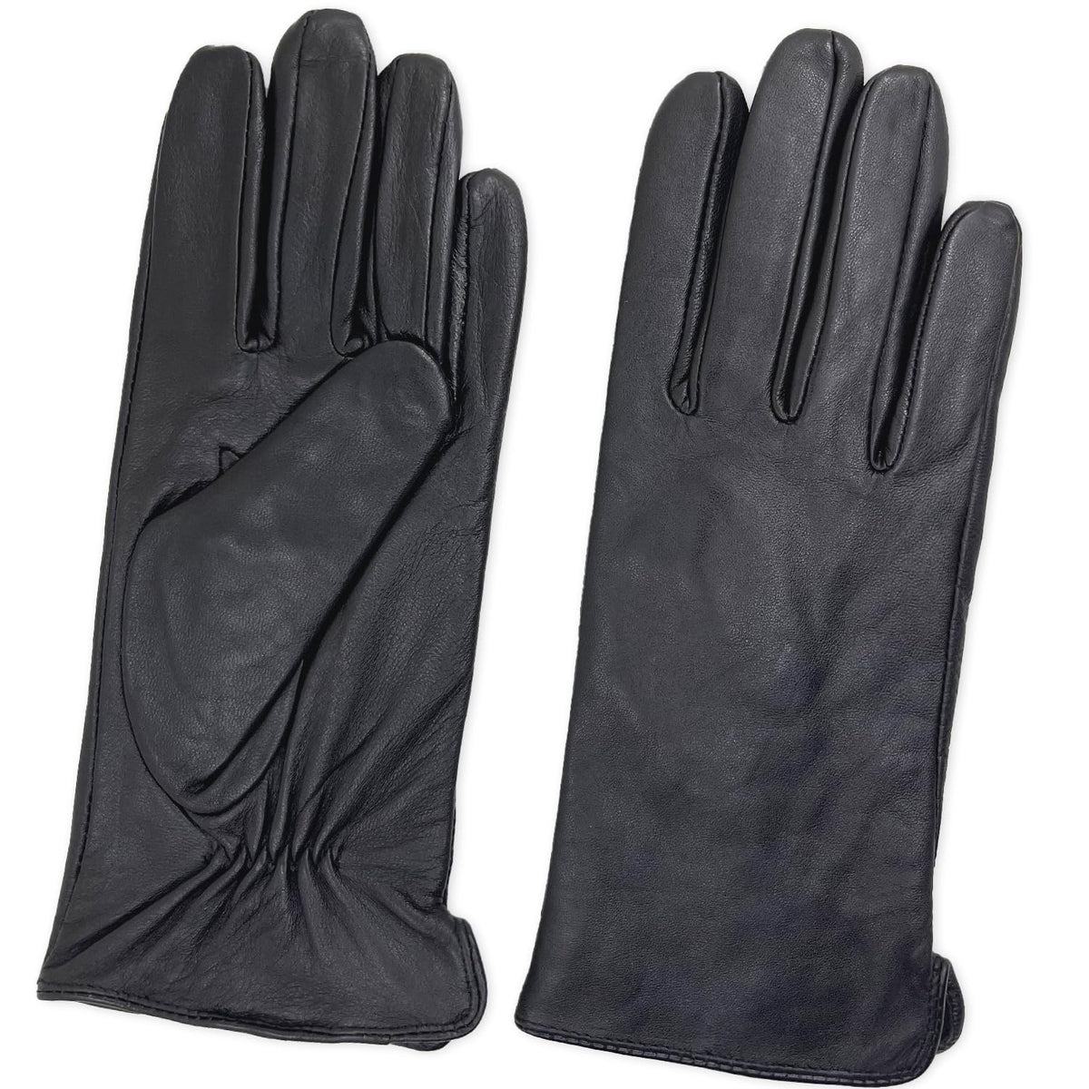 ZLUXURQ Womens Italian Soft Genuine Lambskin Leather Touchscreen Winter Gloves Cashmere or Fleece Lined - Black