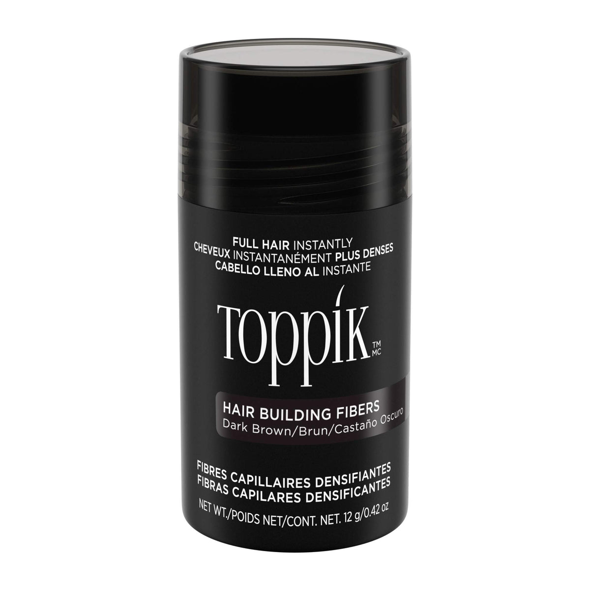 Toppik Hair Building Fibers with Premium Keratin Fibers Conceals Hair Thinning and Hair Loss for Fuller Looking Hair that Gives Completely Natural Look For Men and Women Dark Brown, 12 Grams