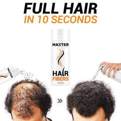 Maxter HAIR FIBER for Men & Women - 100% Natural Powder for Hair Building, Thickening and Cover Hair Loss in just 10 sec - Dark Brown x2 Bottles