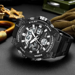 KASTWAVE Men's Digital Sports Watch, Waterproof Tactical Watch with LED Backlight Watch for Men, Military Watch, Multi Function Tactics LED Alarm Stopwatch for Sports Outdoor