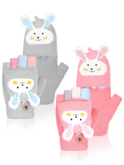 Women's Winter Touch Screen Gloves, Warm Fleece Lined Knit Gloves Elastic Cuff Winter Texting Gloves - Pink/Gray