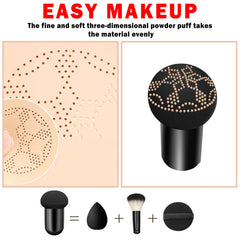 Mushroom Head Air Cushion CC Cream BB Cream Foundation,Moisturizing Concealer Makeup Base Foundation,Long Lasting Full Coverage Foundation with Mushroom Makeup Sponge(Natural)