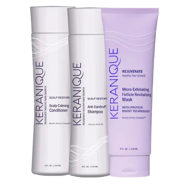 Keranique Anti Dandruff Shampoo & Scalp Restoring Conditioner and Micro Exfoliating Mask for Scalp & Hair by Keranique