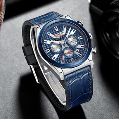 CURREN 8392 Men Quartz Watch Fashion Luxury Business Wristwatch Casual Sport Waterproof Clock Curren Watches Men - BLUE SILVER