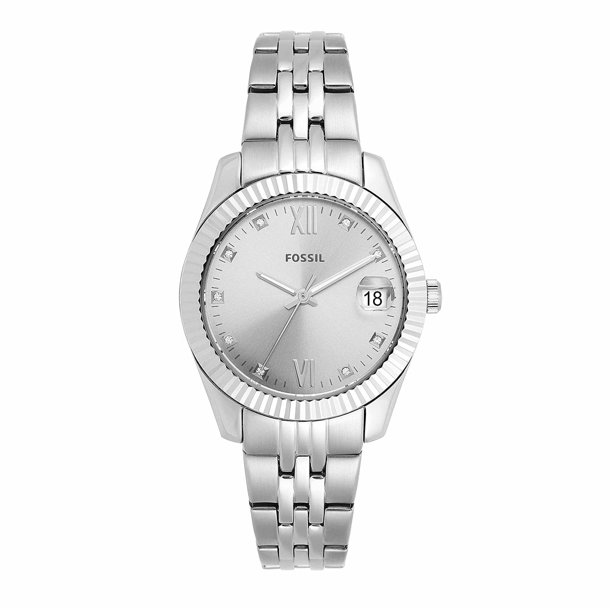 Fossil Scarlette Mini Three-Hand Date Stainless Steel Watch - ES5061 Silver