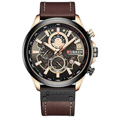 Men's Military Sports Business Casual Fashion Watches Date Quartz Watch Casual Leather Men's Wrist Watches 8301 - black-khaki
