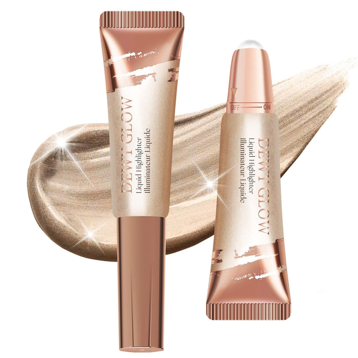 MAKINGTEC Liquid Highlighter, Highlighter Makeup, Roll on Liquid Highlighter for Face,Natural Lightweight Dewy Glow Glotion Makeup,Long-lasting Shimmer Glow Skin Illuminator Makeup for Face & Body