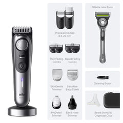 Braun Series 9 Pro All-in-One Trimmer Kit (AIO9570) - 6-in-1 Beard, Hair, Body & Precision Trimmer with Charging Stand