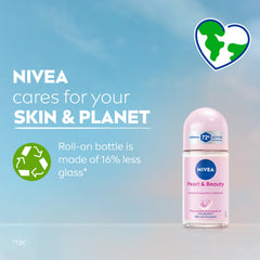 NIVEA Antiperspirant Roll-on for Women, Pearl & Beauty Pearl Extracts, 2x50ml