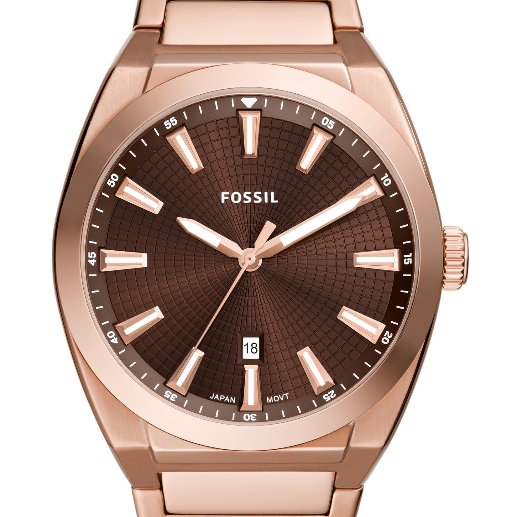 Fossil Men's Everett Quartz Stainless Steel Three-Hand Watch, Color: Rose Gold/Chocolate (Model: FS6028)