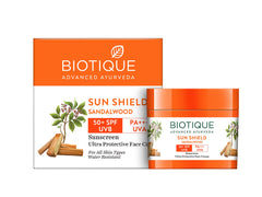 Biotique Bio Sandalwood Face & Body Sun Cream Spf 50 Uva/Uvb Sunscreen For All Skin Types In The Sun Very Water Resistant, 50gm