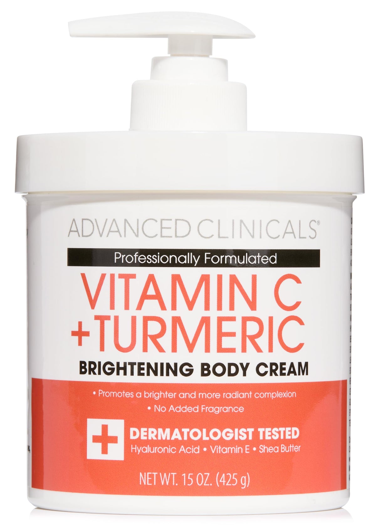 Advanced Clinicals Vitamin C Dry Skin Cream for Face and Body with Turmeric, Vitamin E, and Shea Butter, Skin Firming, Brightening, and Anti-Aging Moisturizer, 15 fl oz