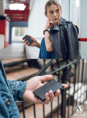 Pop Up Wallet, Slim Minimalist Credit Card Holder For Men and Women RFID Blocking Mini Metal Case - nickel grey