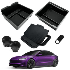 TSWCBYYLB Center Console Organizer Tray for Tesla Model 3 Highland 2024, Armrest Hidden Organizer Box Cup Holder