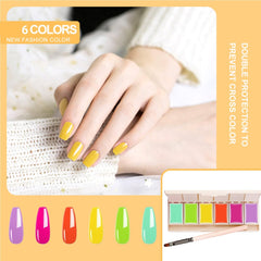 KASTWAVE Solid Cream Gel Polish Set, 6 Colors Pudding Gel Nail Polish Palette with Nail Brush, Green Solid Gel Polish UV Manicure Nail Art Kit, Gift for Mom/Girls/Friend DIY Home