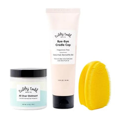TUBBY TODD Cradle Cap Baby Hair Treatment Kit Includes Bye Bye Cradle Cap Gel, Cradle Cap Silicone Brush, & 3.5oz All Over Ointment Gentle for Babies Sensitive Skin
