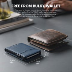 VULKIT Slim Credit Card Holder RFID Blocking Pop Up Card Wallet Minimalist Slim Wallet with Back ID Window Holds 8 Cards - Navy