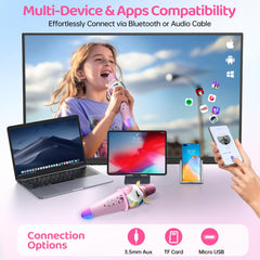 ERTYU Kids Karaoke Microphone Machine for Kids Toys with Wireless Bluetooth Mic Speaker for Toddler Adults Girls Boys Birthday Gifts toys for 4 5 6 7+ Year Old for Family Home Party