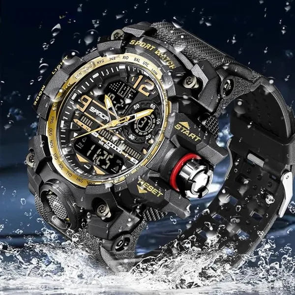 KASTWAVE Men's Watches, Sports Outdoor Waterproof Wrist Watch, Multi-Function Military Wrist Watch with Large LED Face, Alarm, Stopwatch, and Date Display for Outdoor Adventures