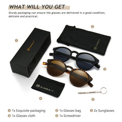 SUNGAIT Women's Classic Vintage Round Polarized Sunglasses Retro Style UV400 SGT166